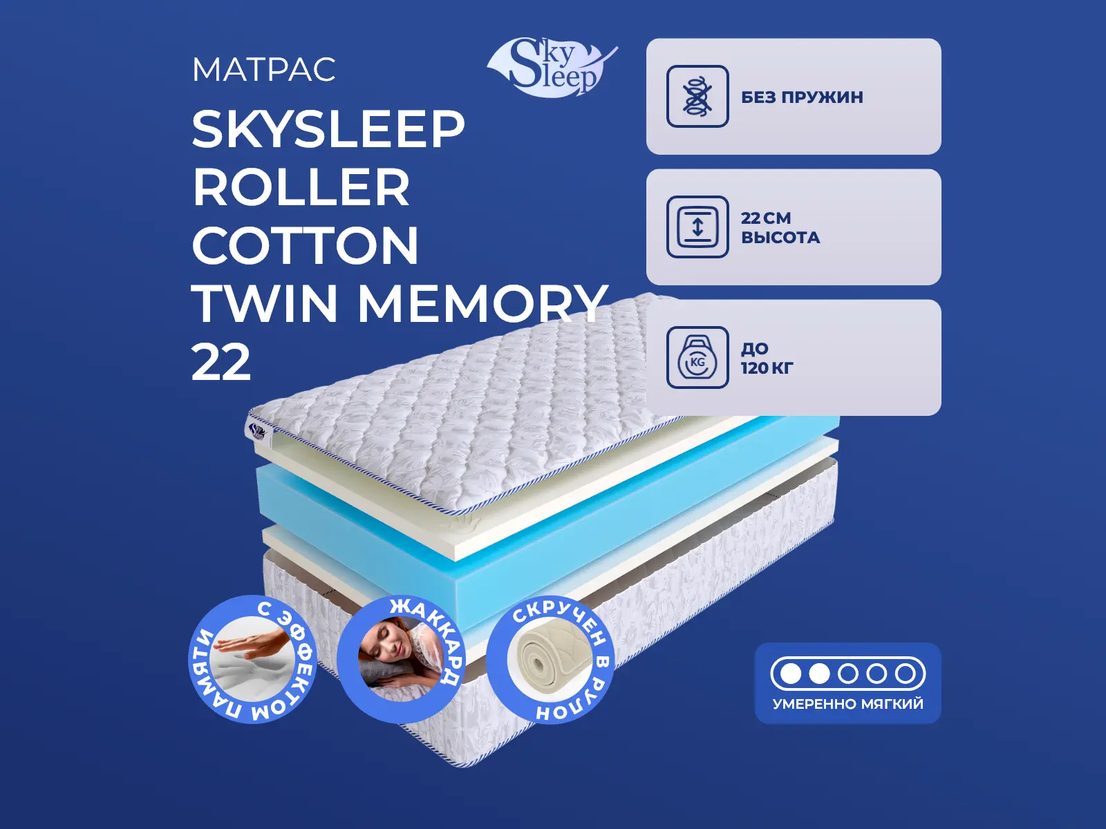 ������ ������ SkySleep Roller Cotton Twin Memory 22