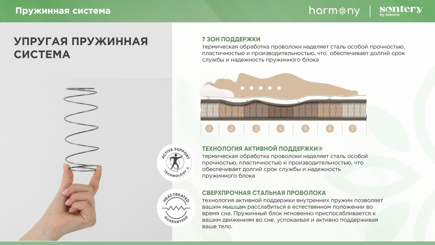 ������ Sontery Harmony Energy by Askona � [65 x 200 ��] � ����������� ��������� ����, 275 ������/�&sup2;, 7 ��� ���������